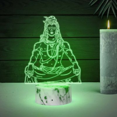 Lord Shiva Acrylic Night lamp with multicolored Light  Festival Gifts Meditation Lamp for Temple Room